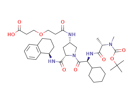 3-(3-(((3S,5S)-1-((S)-2-((S)-2-((tert-butoxycarbonyl)(methyl)amino)propanamido)-2-cyclohexylacetyl)-5-(((R)-1,2,3,4-tetrahydronaphthalen-1-yl)carbamoyl)pyrrolidin-3-yl)amino)-3-oxopropoxy)propanoic acid