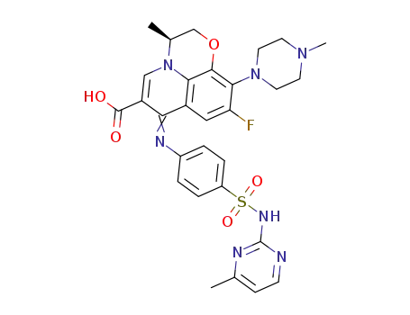 (S)−9-fluoro-3-methyl-10-(4-methylpiperazin-1-yl)−7-((4-(N-(4-methylpyrimidin-2-yl)sulfamoyl)phenyl)imino)−2,3-dihydro-7H-[1,4]oxazino[2,3,4-ij]quinoline-6-carboxylic acid
