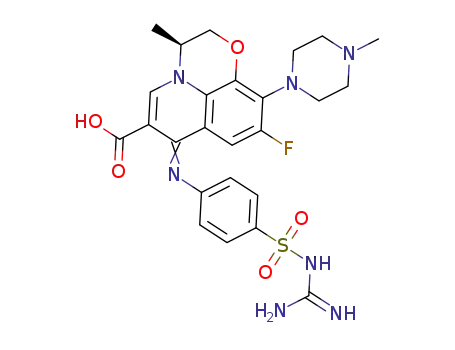 (S)−7-((4-(N-carbamimidoylsulfamoyl)phenyl)imino)−9-fluoro-3-methyl-10-(4-methylpiperazin-1-yl)−2,3-dihydro-7H-[1,4]oxazino[2,3,4-ij]quinoline-6-carboxylic acid