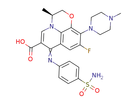 (S)−9-fluoro-3-methyl-10-(4-methylpiperazin-1-yl)−7-((4-sulfamoylphenyl)imino)−2,3-dihydro-7H-[1,4]oxazino[2,3,4-ij]quinoline-6-carboxylic acid