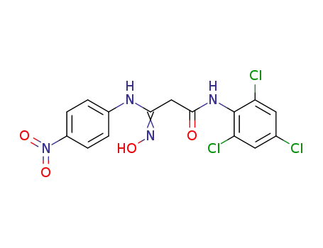 Molecular Structure of 85573-36-0 (Propanamide,
3-(hydroxyamino)-3-[(4-nitrophenyl)imino]-N-(2,4,6-trichlorophenyl)-)