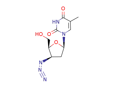 Molecular Structure of 73971-82-1 (1-[(2R,4R,5S)-4-azido-5-(hydroxymethyl)oxolan-2-yl]-5-methyl-pyrimidine-2,4-dione)