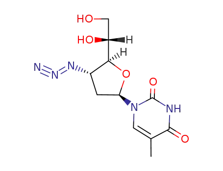 Molecular Structure of 136011-36-4 (1-[(4xi)-3-azido-2,3-dideoxy-beta-D-erythro-hexofuranosyl]-5-methylpyrimidine-2,4(1H,3H)-dione)