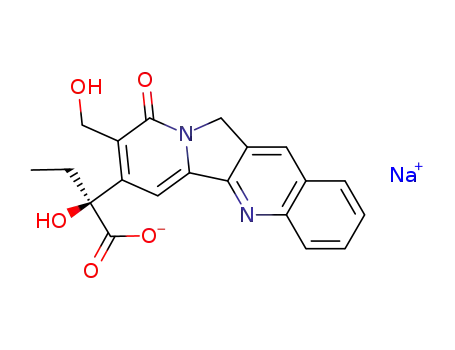 Indolizino[1,2-b]quinoline-7-aceticacid, a-ethyl-9,11-dihydro-a-hydroxy-8-(hydroxymethyl)-9-oxo-,sodium salt (1:1), (aS)-