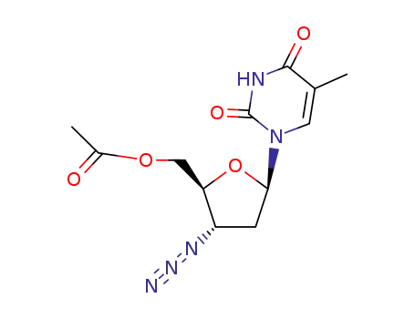 Molecular Structure of 66323-42-0 ([(2S,3S,5R)-3-azido-5-(5-methyl-2,4-dioxo-pyrimidin-1-yl)oxolan-2-yl]methyl acetate)