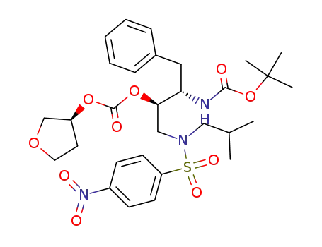 Molecular Structure of 229495-71-0 (Carbonic acid,
(1R,2S)-2-[[(1,1-dimethylethoxy)carbonyl]amino]-1-[[(2-methylpropyl)[(4-
nitrophenyl)sulfonyl]amino]methyl]-3-phenylpropyl
(3S)-tetrahydro-3-furanyl ester)