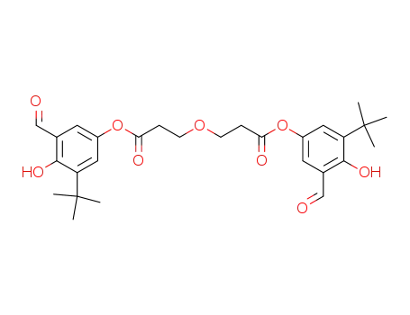 Molecular Structure of 646705-10-4 (Propanoic acid, 3,3'-oxybis-,
bis[3-(1,1-dimethylethyl)-5-formyl-4-hydroxyphenyl] ester)