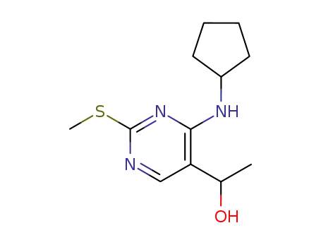 Molecular Structure of 362656-31-3 (1-(4-CYCLOPENTYLAMINO-2-METHYLSULFANYL-PYRIMIDIN-5-YL)-ETHANOL)
