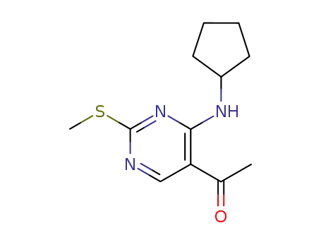 Molecular Structure of 362656-11-9 (1-(4-CYCLOPENTYLAMINO-2-METHYLSULFANYL-PYRIMIDIN-5-YL)-ETHANONE)
