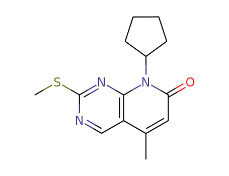 Molecular Structure of 362656-23-3 (8-cyclopentyl-5-Methyl-2-(Methylthio)pyrido[2,3-d]pyriMidin-7(8H)-one)
