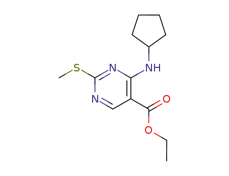 Molecular Structure of 211245-62-4 (4-CYCLOPENTYLAMINO-2-METHYLSULFANYL-PYRIMIDINE-5-CARBOXYLIC ACID ETHYL ESTER)
