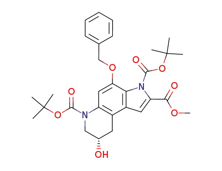 methyl (S)-4,7-di-tert-butoxycarbonyl-6-benzyloxy-2-hydroxy-1,2,3,4-tetrahydropyrrolo[3,2-f]quinoline-8-carboxylate