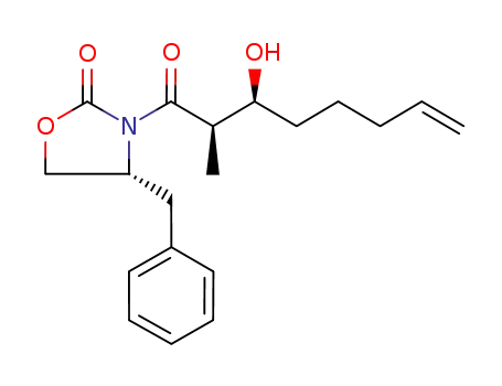 Molecular Structure of 499992-34-6 (2-Oxazolidinone,
3-[(2R,3S)-3-hydroxy-2-methyl-1-oxo-7-octenyl]-4-(phenylmethyl)-, (4R)-)