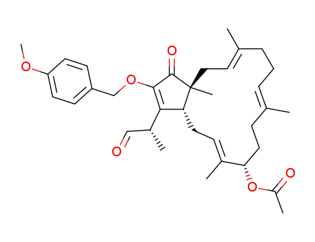 acetic acid 2-(4-methoxy-benzyloxy)-6,10,14,16a-tetramethyl-3-(1-methyl-2-oxo-ethyl)-1-oxo-1,3a,4,7,8,9,12,13,16,16a-decahydro-cyclopentacyclopentadecen-7-yl ester
