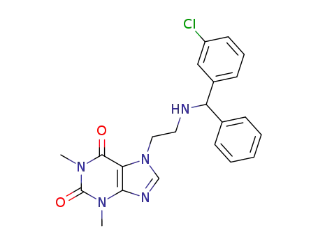 Molecular Structure of 72754-68-8 (7-(2-{[(3-chlorophenyl)(phenyl)methyl]amino}ethyl)-1,3-dimethyl-3,7-dihydro-1H-purine-2,6-dione)