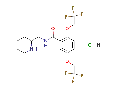 Molecular Structure of 57415-44-8 (Benzamide, N-(2-piperidinylmethyl)-2,5-bis(2,2,2-trifluoroethoxy)-,
monohydrochloride)