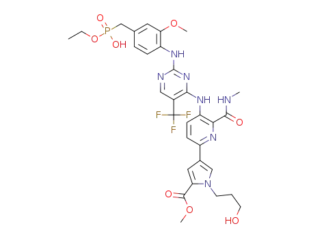 methyl 4-[5-({2-[(4-{[ethoxy(hydroxy)phosphoryl]methyl}-2-methoxyphenyl)amino]-5-(trifluoromethyl)pyrimidin-4-yl}amino)-6-(methylcarbamoyl)pyridin-2-yl]-1-(3-hydroxypropyl)-1H-pyrrole-2-carboxylate