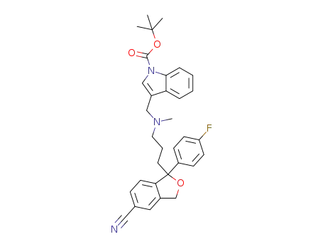 tert-butyl-3-(((3-(5-cyano-1-(4-fluorophenyl)-1,3-dihydroisobenzofuran-1-yl)propyl)(methyl)amino)methyl)-1H-indole-1-carboxylate