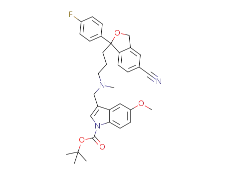 tert-butyl-3-(((3-(5-cyano-1-(4-fluorophenyl)-1,3-dihydroisobenzofuran-1-yl)propyl)(methyl)amino)methyl)-5-methoxy-1H-indole-1-carboxylate