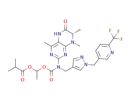 1-((((1-((6-(trifluoromethyl)pyridin-3-yl)methyl)-1H-pyrazol-4-yl)methyl)((7S)-4,7,8-trimethyl-6-oxo-5,6,7,8-tetrahydropteridin-2-yl)carbamoyl)oxy)ethyl isobutyrate