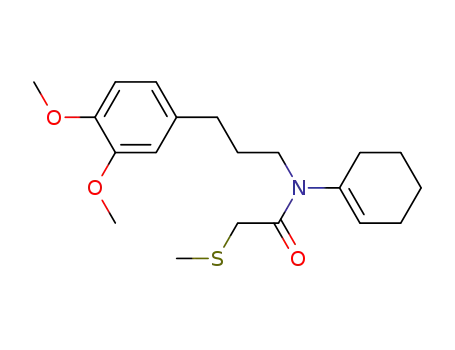 Molecular Structure of 129881-32-9 (Acetamide,
N-1-cyclohexen-1-yl-N-[3-(3,4-dimethoxyphenyl)propyl]-2-(methylthio)-)
