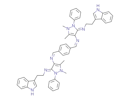 (3Z,NZ)-3-(2-(1H-indol-3yl)ethylimino)-N-(4-((Z)-((Z)-3(ethylimino)-1,5-dimethyl-2-phenyl-2,3-dihydro-1H-pyrazole-4-ylimino)methyl)benzylidene)-1,5-dimethyl-2-phenyl-2,3-dihydro-1H-pyrazol- 4-amine,3-methyl-1H-indole