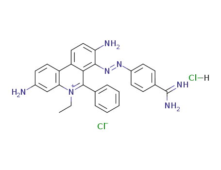 5-ethyl-3,8-diamino-7-(4-carbamimidoyl-phenylazo)-6-phenyl-phenanthridinium; chloride-hydrochloride