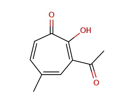 Molecular Structure of 125312-75-6 (2,4,6-Cycloheptatrien-1-one, 3-acetyl-2-hydroxy-5-methyl-)