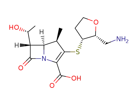 Molecular Structure of 161855-50-1 (D-threo-Pentitol,1-amino-2,5-anhydro-3-S-[(4R,5S,6S)-2-carboxy-6-[(1R)-1-hydroxyethyl]-4-methyl-7-oxo-1-azabicyclo[3.2.0]hept-2-en-3-yl]-1,4-dideoxy-3-thio-)