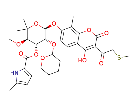 5-methyl-1H-pyrrole-2-carboxylic acid-3'-ester of 7[(6-deoxy-5-C-methyl-4-O-methyl-2-O-(tetrahydro-2H-pyran-2-yl)-alpha-L-lyxo-hexopyranosyl)oxy]-4-hydroxy-8-methyl-3-[(methylthio)acetyl]-2H-1-benzopyran-2-one