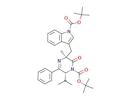 tert-butyl [3-(3S,6R)-N-1-(tert-butoxycarbonyl)-6-isopropyl-3-methyl-2-oxo-5-phenyl-1,2,3,6-tetrahydropyrazinylmethyl]-1H-1-indolecarboxylate