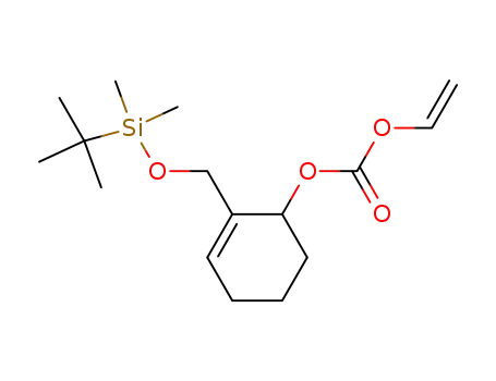 Molecular Structure of 335371-10-3 (Carbonic acid,
2-[[[(1,1-dimethylethyl)dimethylsilyl]oxy]methyl]-2-cyclohexen-1-yl ethenyl
ester)