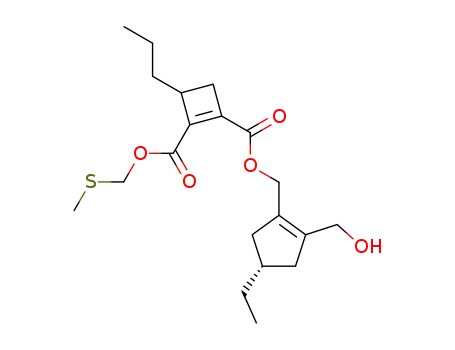 3-Propyl-cyclobut-1-ene-1,2-dicarboxylic acid 1-((S)-4-ethyl-2-hydroxymethyl-cyclopent-1-enylmethyl) ester 2-methylsulfanylmethyl ester