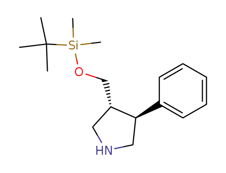 Molecular Structure of 300853-88-7 (Pyrrolidine, 3-[[[(1,1-dimethylethyl)dimethylsilyl]oxy]methyl]-4-phenyl-,
(3R,4S)-)