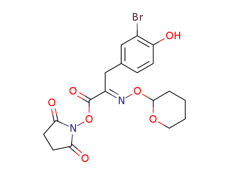 3-(3-Bromo-4-hydroxy-phenyl)-2-[(E)-tetrahydro-pyran-2-yloxyimino]-propionic acid 2,5-dioxo-pyrrolidin-1-yl ester