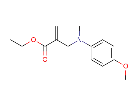 Molecular Structure of 647018-74-4 (2-Propenoic acid, 2-[[(4-methoxyphenyl)methylamino]methyl]-, ethyl
ester)