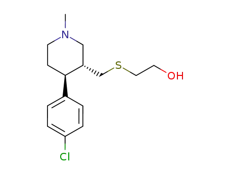 Molecular Structure of 807342-04-7 (Ethanol,
2-[[[(3R,4S)-4-(4-chlorophenyl)-1-methyl-3-piperidinyl]methyl]thio]-)