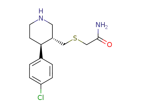 Molecular Structure of 807342-27-4 (Acetamide, 2-[[[(3R,4S)-4-(4-chlorophenyl)-3-piperidinyl]methyl]thio]-)