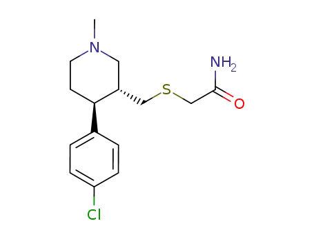 Molecular Structure of 807342-12-7 (Acetamide,
2-[[[(3R,4S)-4-(4-chlorophenyl)-1-methyl-3-piperidinyl]methyl]thio]-)