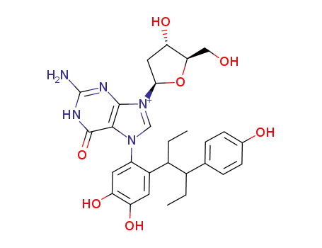 2-Amino-7-{2-[1-ethyl-2-(4-hydroxy-phenyl)-butyl]-4,5-dihydroxy-phenyl}-9-((2R,4S,5R)-4-hydroxy-5-hydroxymethyl-tetrahydro-furan-2-yl)-6-oxo-6,7-dihydro-1H-purin-9-ium