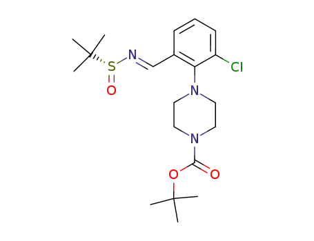 4-{2-chloro-6-[((RS)-2-methyl-propane-2-sulfinylimino)-methyl]-phenyl}-piperazine-1-carboxylic acid tert-butyl ester