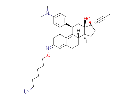 11-(4-dimethylamino-phenyl)-17-hydroxy-13-methyl-17-prop-1-ynyl-1,2,6,7,8,11,12,13,14,15,16,17-dodecahydro-cyclopenta[a]phenanthren-3-one syn-O-(6-aminohexyl)oxime