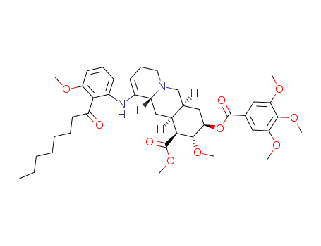 12-capryloyl-16β-carbomethoxy-11,17α-dimethoxy-18β-(4',5',6'-trimethoxybenzoyloxy)-3β,20α-yohimban