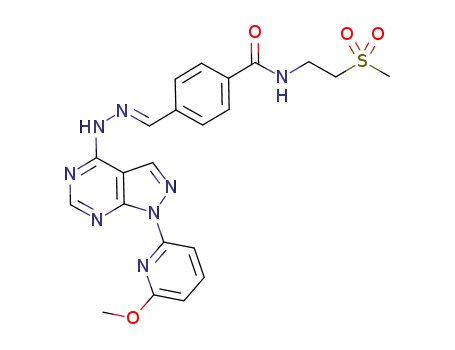 4-((E)-{[1-(6-methoxypyridin-2-yl)-1H-pyrazolo[3,4-d]pyrimidin-4-yl]hydrazono}methyl)-N-[2-(methylsulfonyl)ethyl]benzamide