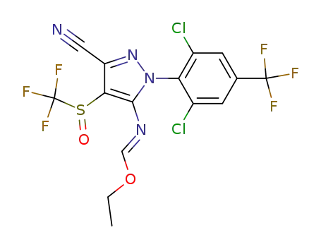 3-cyano-1-(2,6-dichloro-4-trifluoromethylphenyl)-5-ethoxymethylideneamino-4-trifluoromethylsulfinylpyrazole