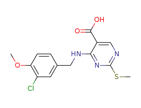 5-Pyrimidinecarboxylic acid,
4-[[(3-chloro-4-methoxyphenyl)methyl]amino]-2-(methylthio)-