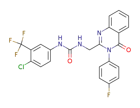 Molecular Structure of 330796-24-2 (N-[4-Chloro-3-(trifluoromethyl)phenyl]-N'-[[3-(4-fluorophenyl)-3,4-dihydro-4-oxo-2-quinazolinyl]methyl]urea)