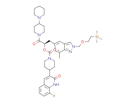 (R)-3-(7-Methyl-2-((2-(trimethylsilyl)ethoxy)methyl)-2H-indazol-5-yl)-1-oxo-1-(4-(piperidin-1-yl)piperidin-1-yl)propan-2-yl 4-(8-fluoro-2-oxo-1,2-dihydroquinolin-3-yl)piperidine-1-carboxylate