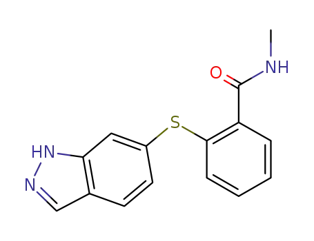 Molecular Structure of 944835-85-2 (2-(1H-indazol-6-ylthio)-N-Methyl- BenzaMide)