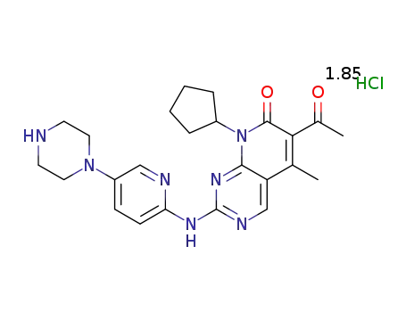 6-acetyl-8-cyclopentyl-5-methyl-2-(5-piperazin-1-yl-pyridin-2-ylamino)-8H-pyrido[2,3-d]pyrimidin-7-one hydrochloride